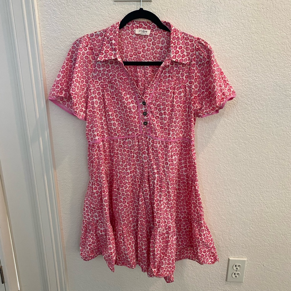 Pink & Red Floral Button-Up Dress